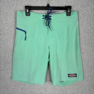 Vineyard Vines Swim Trunk Men Size 28 Green Board Shorts Unlined Seafoam Mint 9"